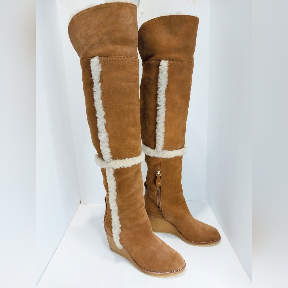 Tan Suede Knee-High Boots